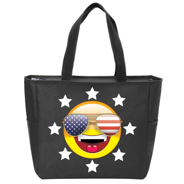 American Hippie Smiley Face Zip Tote Bag
