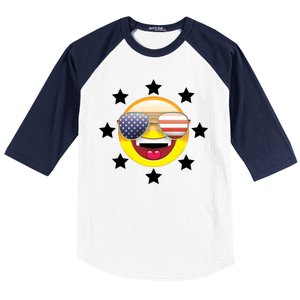 American Hippie Smiley Face Baseball Sleeve Shirt