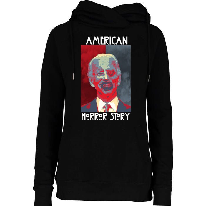 American Horror Funny Anti Biden Womens Funnel Neck Pullover Hood