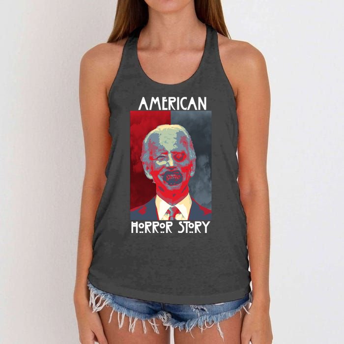 American Horror Funny Anti Biden Women's Knotted Racerback Tank