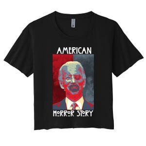 American Horror Funny Anti Biden Women's Crop Top Tee