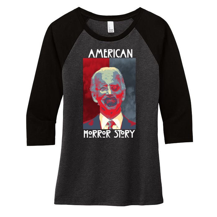 American Horror Funny Anti Biden Women's Tri-Blend 3/4-Sleeve Raglan Shirt