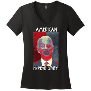 American Horror Funny Anti Biden Women's V-Neck T-Shirt