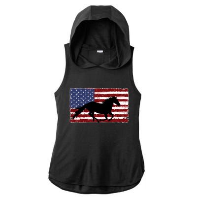 American Horse Flag Vintage Ladies PosiCharge Tri-Blend Wicking Draft Hoodie Tank