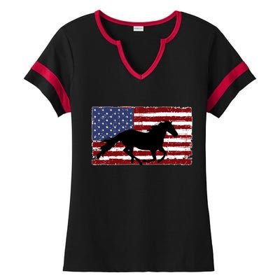 American Horse Flag Vintage Ladies Halftime Notch Neck Tee