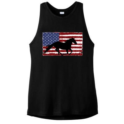 American Horse Flag Vintage Ladies PosiCharge Tri-Blend Wicking Tank