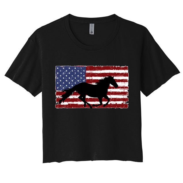 American Horse Flag Vintage Crop Top