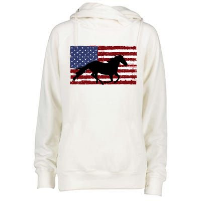 American Horse Flag Vintage Womens Funnel Neck Pullover Hood