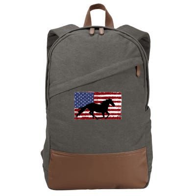 American Horse Flag Vintage Cotton Canvas Backpack