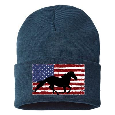 American Horse Flag Vintage Sustainable Knit Beanie