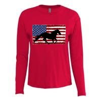 American Horse Flag Vintage Womens Cotton Relaxed Long Sleeve T-Shirt