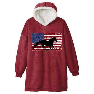 American Horse Flag Vintage Hooded Wearable Blanket