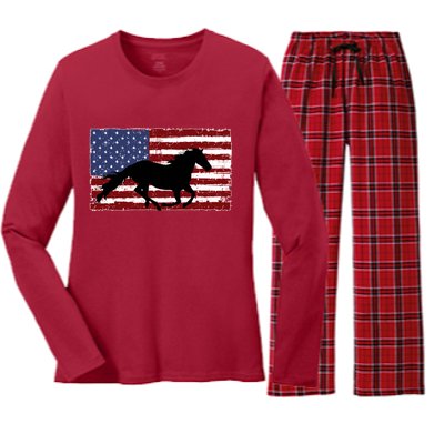 American Horse Flag Vintage Women's Long Sleeve Flannel Pajama Set 