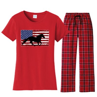 American Horse Flag Vintage Women's Flannel Pajama Set