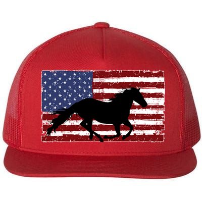 American Horse Flag Vintage Flat Bill Trucker Hat