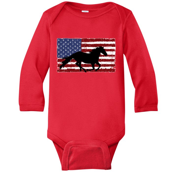 American Horse Flag Vintage Baby Long Sleeve Bodysuit