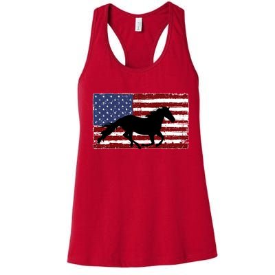 American Horse Flag Vintage Women's Racerback Tank