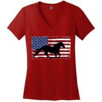 American Horse Flag Vintage Women's V-Neck T-Shirt