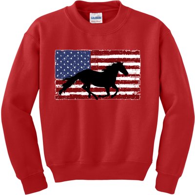 American Horse Flag Vintage Kids Sweatshirt