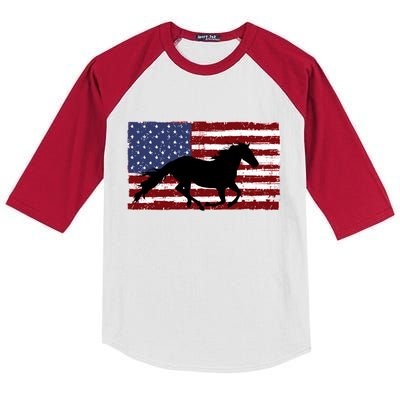 American Horse Flag Vintage Kids Colorblock Raglan Jersey