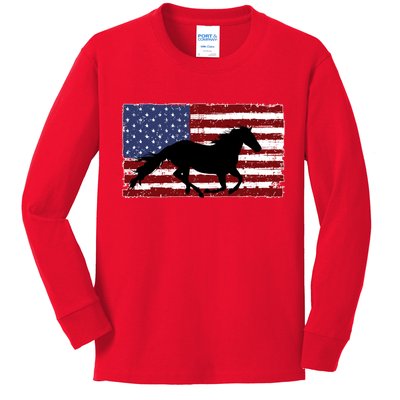 American Horse Flag Vintage Kids Long Sleeve Shirt