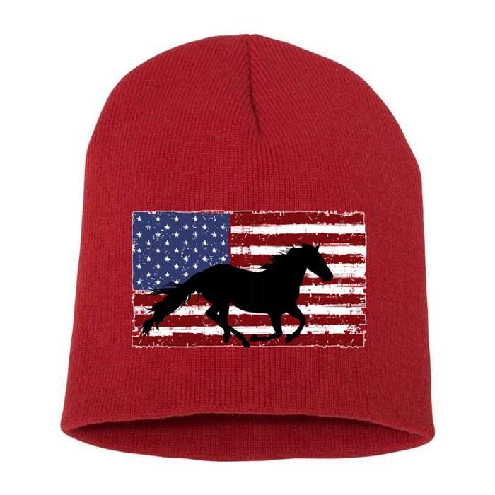 American Horse Flag Vintage Short Acrylic Beanie