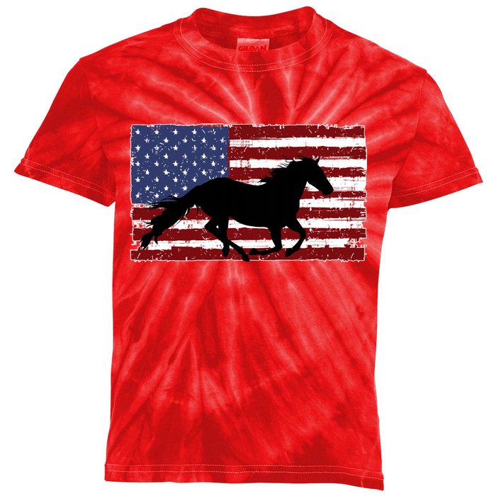 American Horse Flag Vintage Kids Tie-Dye T-Shirt