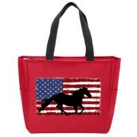 American Horse Flag Vintage Zip Tote Bag