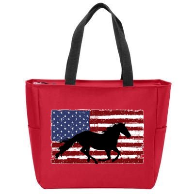 American Horse Flag Vintage Zip Tote Bag