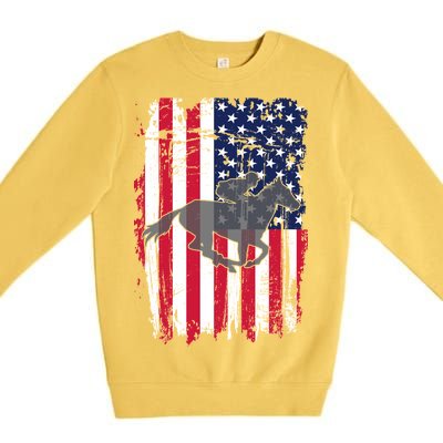 American Horse Racing Flag Premium Crewneck Sweatshirt