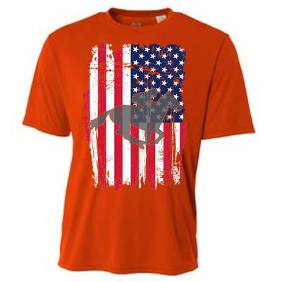 American Horse Racing Flag Cooling Performance Crew T-Shirt