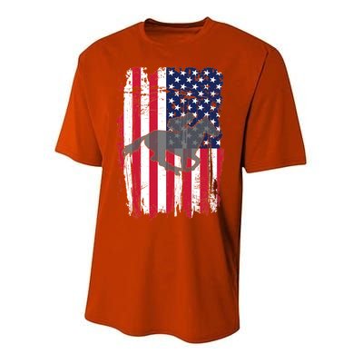 American Horse Racing Flag Youth Performance Sprint T-Shirt