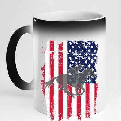 American Horse Racing Flag 11oz Black Color Changing Mug