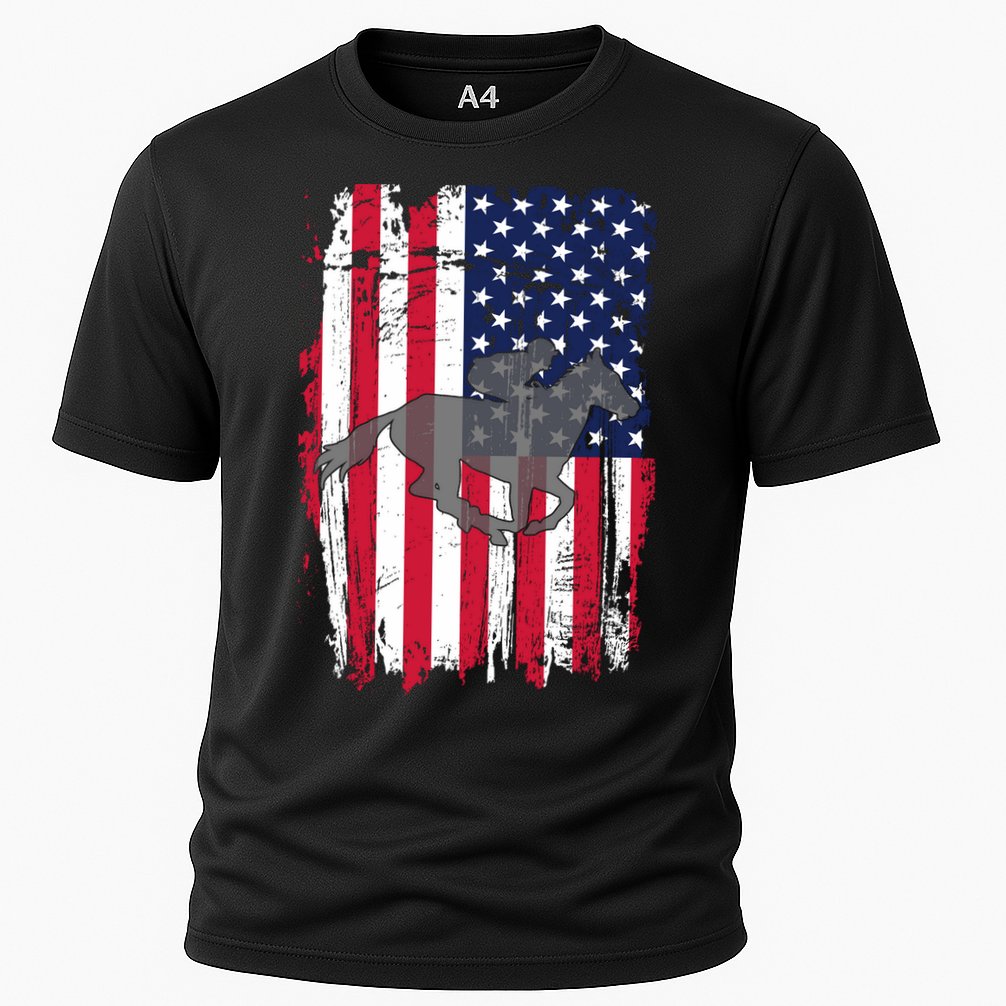 American Horse Racing Flag Cooling Performance Crew T-Shirt