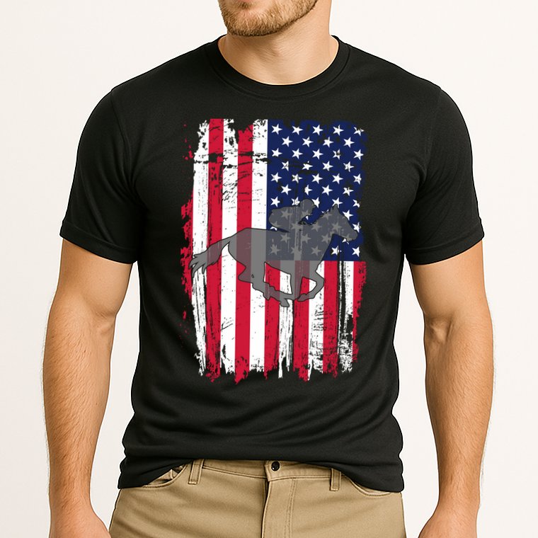 American Horse Racing Flag Cooling Performance Crew T-Shirt