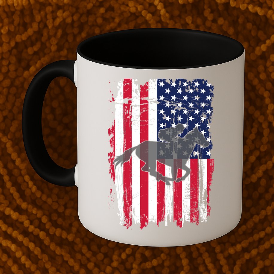 American Horse Racing Flag Mug