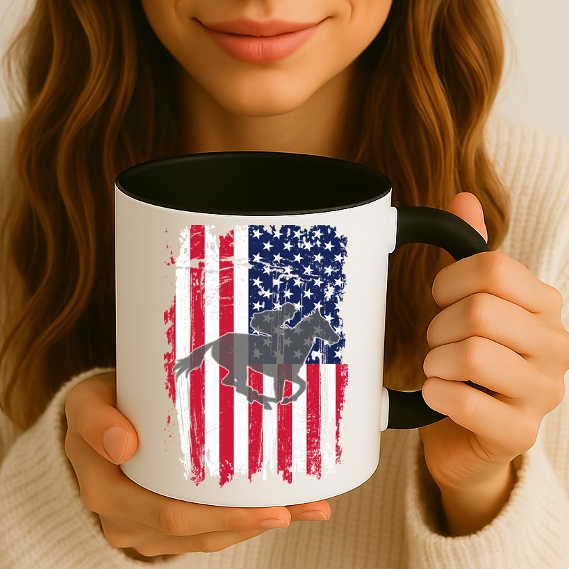 American Horse Racing Flag Mug