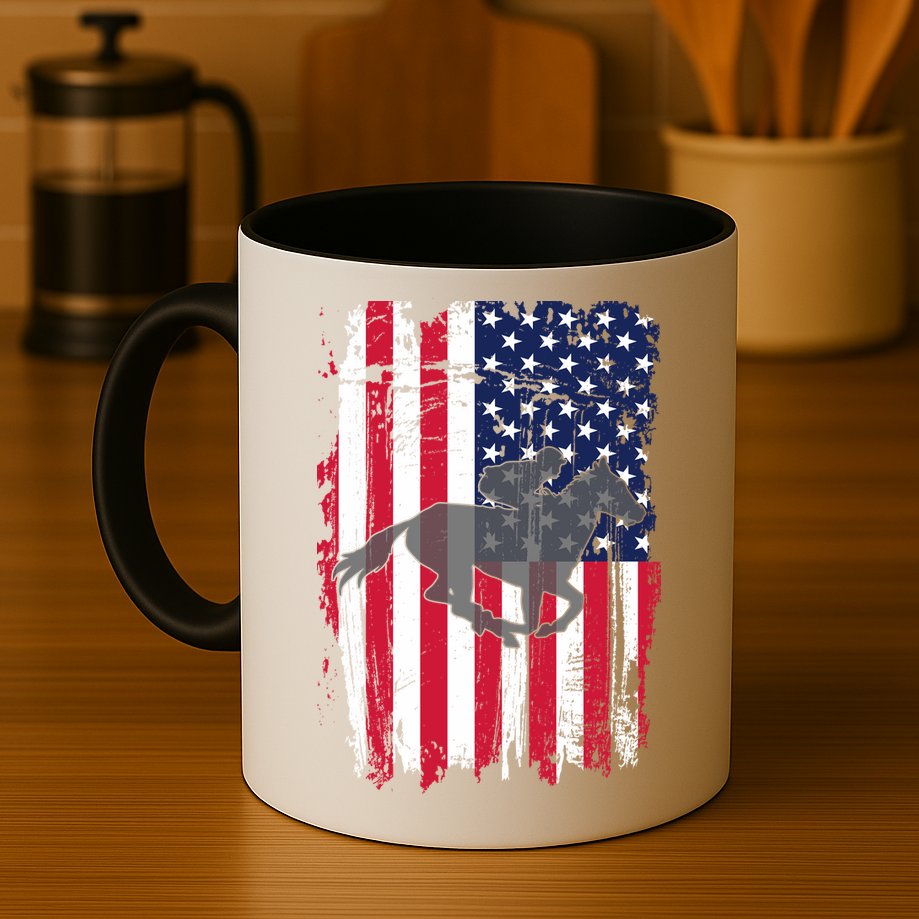 American Horse Racing Flag Mug