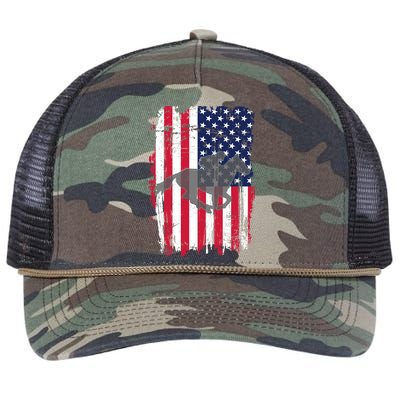 American Horse Racing Flag Retro Rope Trucker Hat Cap