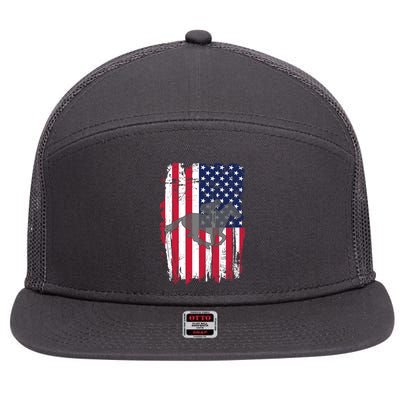 American Horse Racing Flag 7 Panel Mesh Trucker Snapback Hat