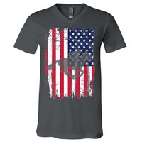 American Horse Racing Flag V-Neck T-Shirt