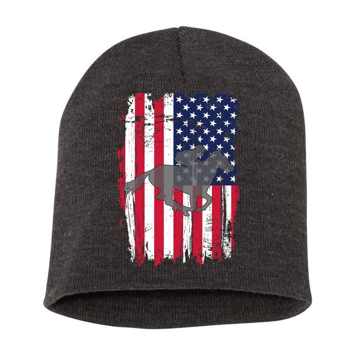 American Horse Racing Flag Short Acrylic Beanie