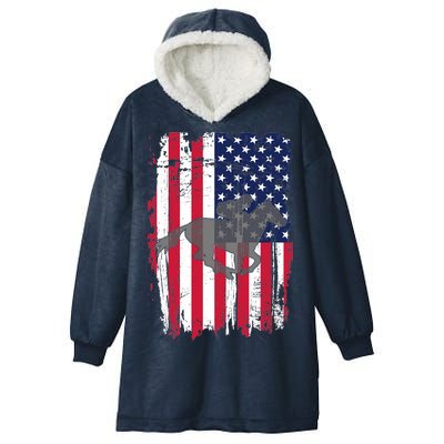 American Horse Racing Flag Hooded Wearable Blanket