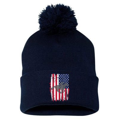 American Horse Racing Flag Pom Pom 12in Knit Beanie