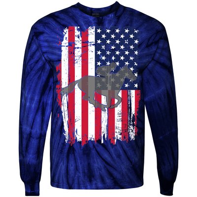 American Horse Racing Flag Tie-Dye Long Sleeve Shirt