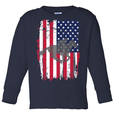 American Horse Racing Flag Toddler Long Sleeve Shirt