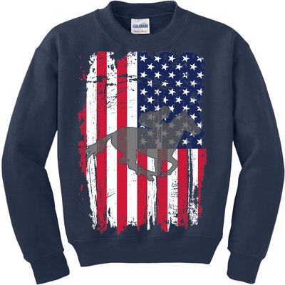 American Horse Racing Flag Kids Sweatshirt