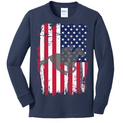 American Horse Racing Flag Kids Long Sleeve Shirt