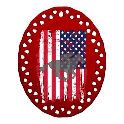 American Horse Racing Flag Ceramic Oval Ornament