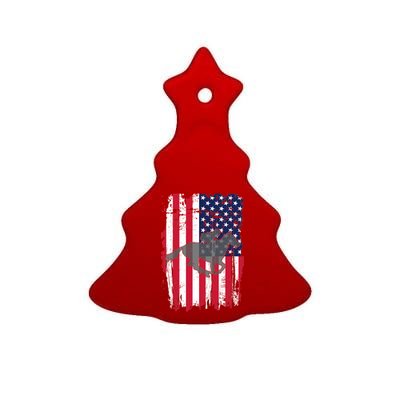 American Horse Racing Flag Ceramic Tree Ornament